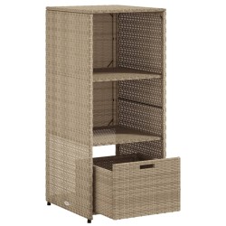 Armoire de rangement de jardin beige 50x55x115cm résine tressée 