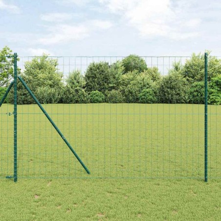 Clôture Euro avec 7 poteaux, 1,6 x 10 m, en acier galvanisé vert 
