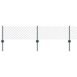 Clôture en Treillis avec 22 Poteaux en U Vert 0.4x25 m Acier 