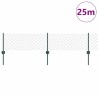 Clôture en Treillis avec 22 Poteaux en U Vert 0.4x25 m Acier 