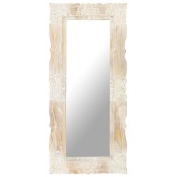 Miroir Blanc 110x50 cm Bois de manguier massif 