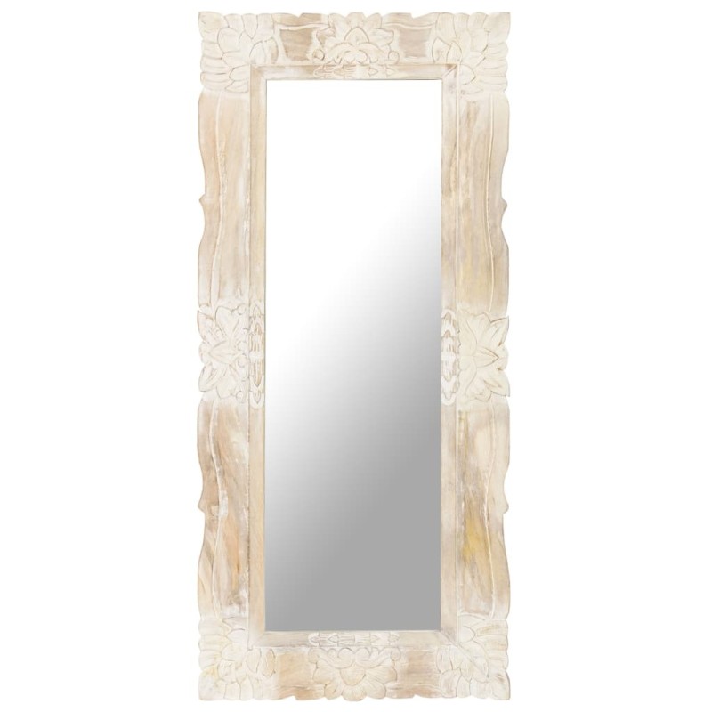 Miroir Blanc 110x50 cm Bois de manguier massif 