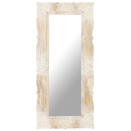 Miroir Blanc 110x50 cm Bois de manguier massif 