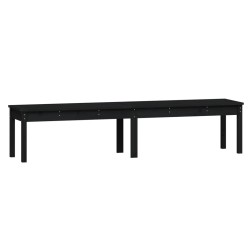 Banc de jardin à 2 places noir 203,5x44x45cm bois massif de pin 
