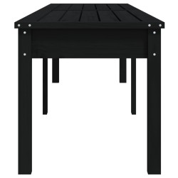 Banc de jardin à 2 places noir 203,5x44x45cm bois massif de pin 