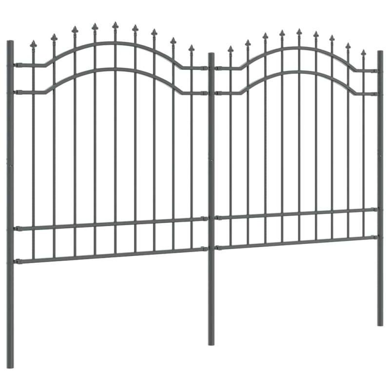 Clôture de jardin Gris 165 cm Acier peint par poudre 
