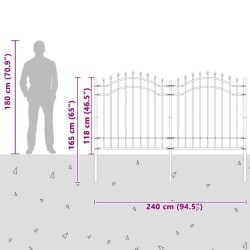 Clôture de jardin Gris 165 cm Acier peint par poudre 