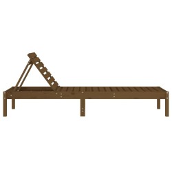 Chaise longue marron miel 199,5x60x74 cm bois massif de pin 