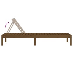 Chaise longue marron miel 199,5x60x74 cm bois massif de pin 