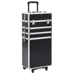 Chariot de maquillage Aluminium Noir avec motif de crocodile  