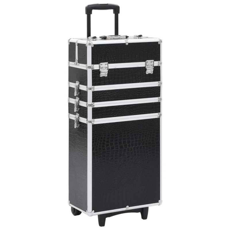 Chariot de maquillage Aluminium Noir avec motif de crocodile  