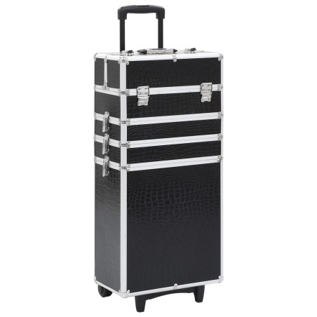 Chariot de maquillage Aluminium Noir avec motif de crocodile  