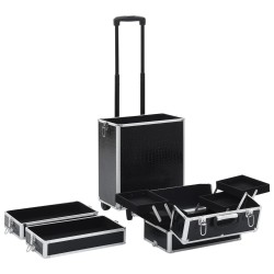 Chariot de maquillage Aluminium Noir avec motif de crocodile  