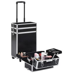 Chariot de maquillage Aluminium Noir avec motif de crocodile  