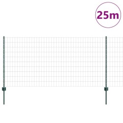 Clôture Euro avec 11 poteaux verts 1x25 m en acier 