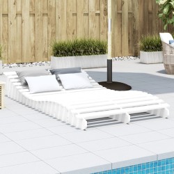 Chaise longue blanc 205x110x31,5 cm bois massif de pin 