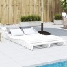 Chaise longue blanc 205x110x31,5 cm bois massif de pin 
