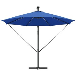 Parasol banane à mât déporté bleu azur 294 x 294 x 248 cm 