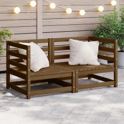 Canapés d'angle de jardin 2 pcs marron miel bois de pin solide 