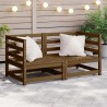 Canapés d'angle de jardin 2 pcs marron miel bois de pin solide 