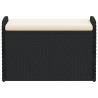 Banc de rangement avec coussin noir 80x51x52 cm résine tressée 
