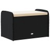 Banc de rangement avec coussin noir 80x51x52 cm résine tressée 