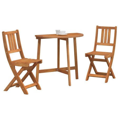 Ensemble de Bistro de Jardin Pliant 3 Pièces en Bois Acacia de 
