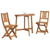 Ensemble de Bistro de Jardin Pliant 3 Pièces en Bois Acacia de 