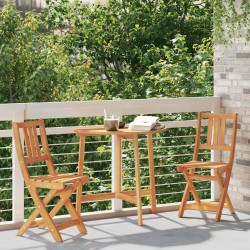 Ensemble de Bistro de Jardin Pliant 3 Pièces en Bois Acacia de 