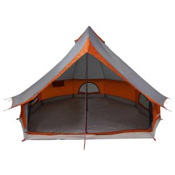 Tente familiale tipi grise et orange, pour 8 personnes, étanche. 