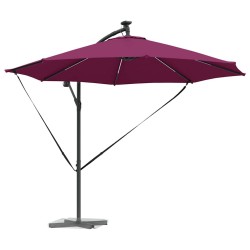 Parasol banane à mât déporté Rouge bordeaux 294 x 294 x 248 cm 