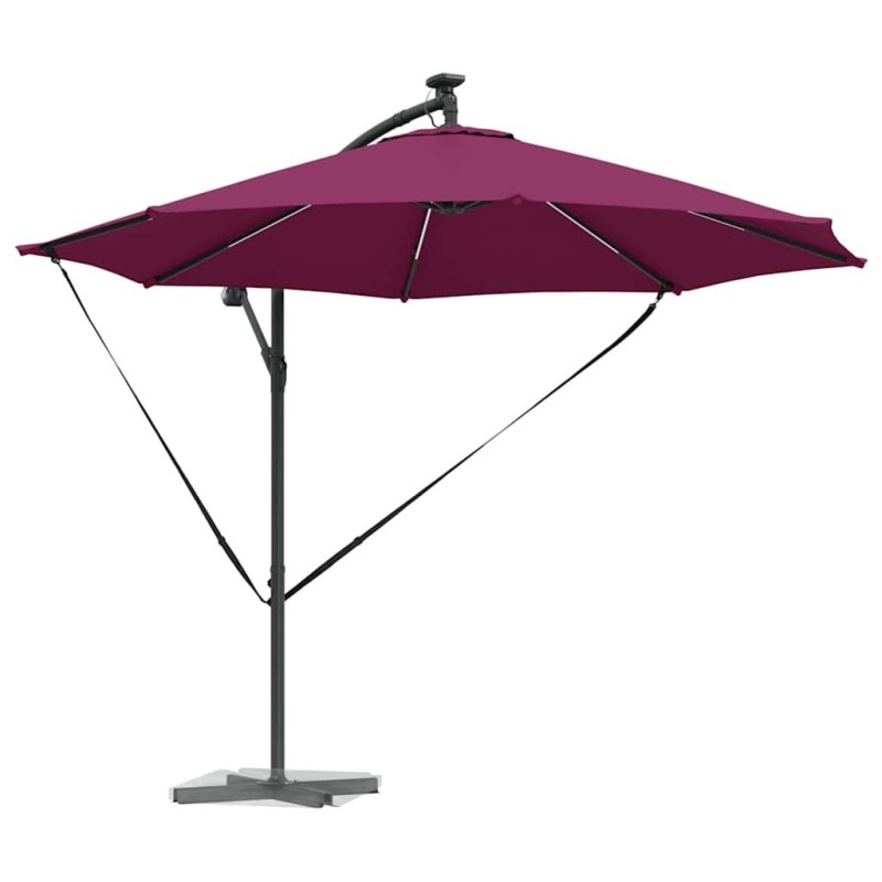 Parasol banane à mât déporté Rouge bordeaux 294 x 294 x 248 cm 