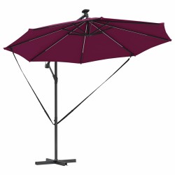 Parasol banane à mât déporté Rouge bordeaux 294 x 294 x 248 cm 