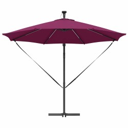 Parasol banane à mât déporté Rouge bordeaux 294 x 294 x 248 cm 