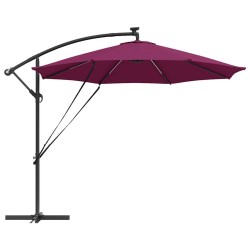 Parasol banane à mât déporté Rouge bordeaux 294 x 294 x 248 cm 