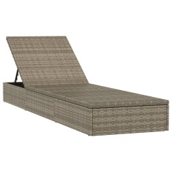 Chaise longue 1 pc avec coussin gris 201x55x62cm résine tressée 