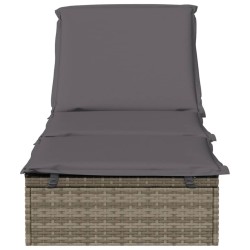 Chaise longue 1 pc avec coussin gris 201x55x62cm résine tressée 