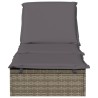 Chaise longue 1 pc avec coussin gris 201x55x62cm résine tressée 
