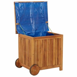 Boîte de rangement de jardin avec roues 60x50x58 cm Bois acacia  