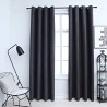 Rideaux occultants avec anneaux Métal 2pcs Anthracite 140x175cm 