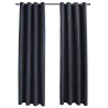 Rideaux occultants avec anneaux Métal 2pcs Anthracite 140x175cm 