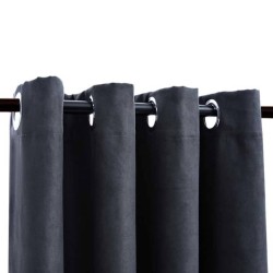 Rideaux occultants avec anneaux Métal 2pcs Anthracite 140x175cm 