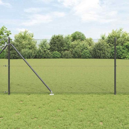 Clôture en fil soudé avec 7 piquets d'ancrage Gris 1,4x10 m Acier 