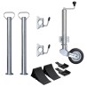 Roue cric de remorque 60 mm 2 tubes de support 2 pinces fendues 