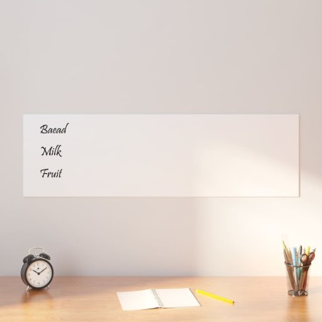 Tableau noir magnétique mural Blanc 100x30 cm Verre trempé 