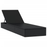 Chaise longue 1 pc avec coussin noir 201x55x62cm résine tressée 