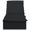 Chaise longue 1 pc avec coussin noir 201x55x62cm résine tressée 