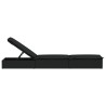 Chaise longue 1 pc avec coussin noir 201x55x62cm résine tressée 