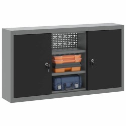 Armoire à outils murale avec panneau perforé Noir 100x20x55 cm Acier 