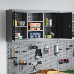Armoire à outils murale avec panneau perforé Noir 100x20x55 cm Acier 